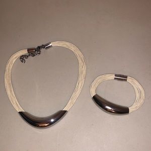 Multi Cord/ Strand Stainless Steel Slide Necklace & Bracelet Set, Magnetic